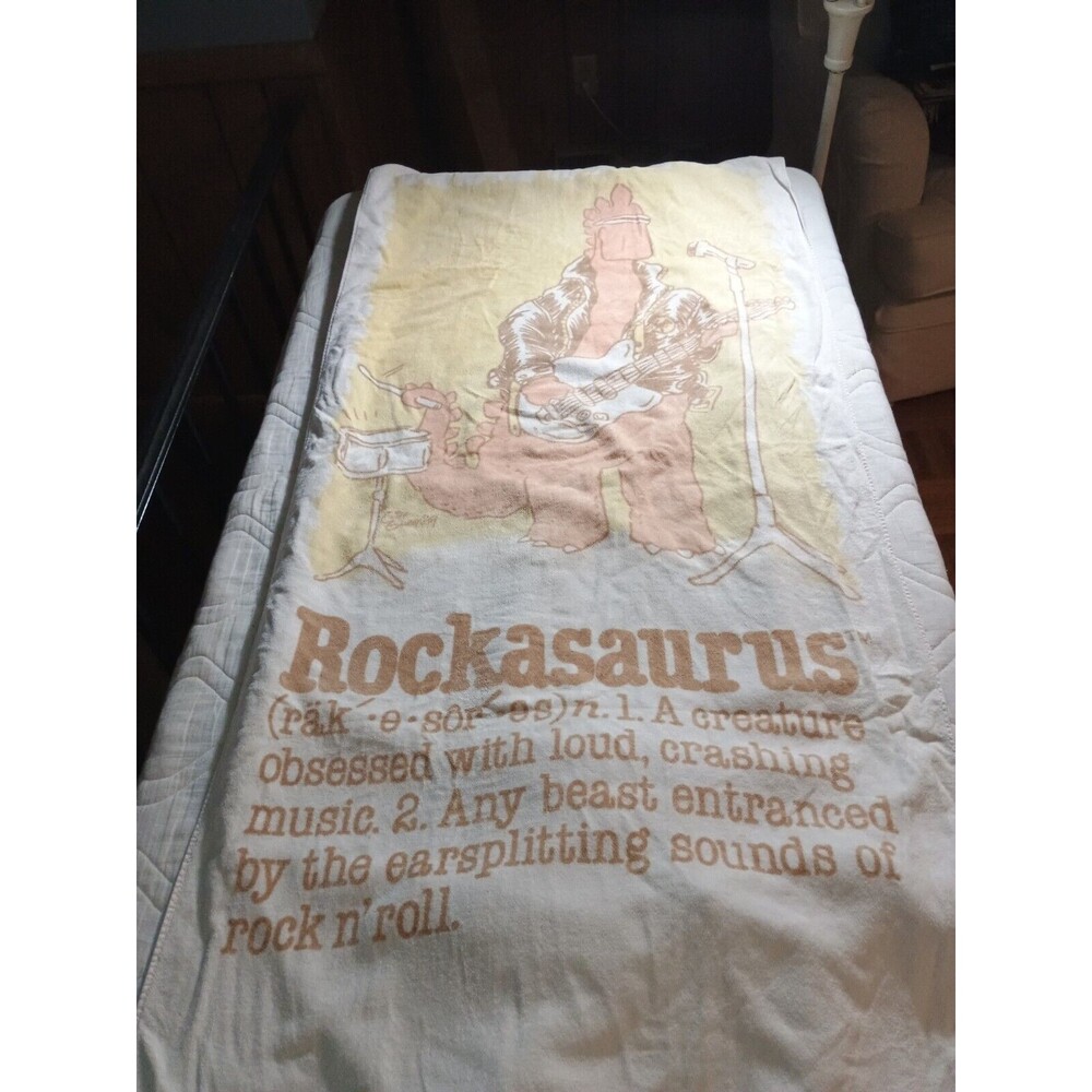 Vintage 1986 Rockasaurus Beach Towel Cliff Galbraith Talking Tops Franco